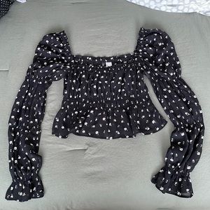 H&M | Ruffled long sleeve crop top